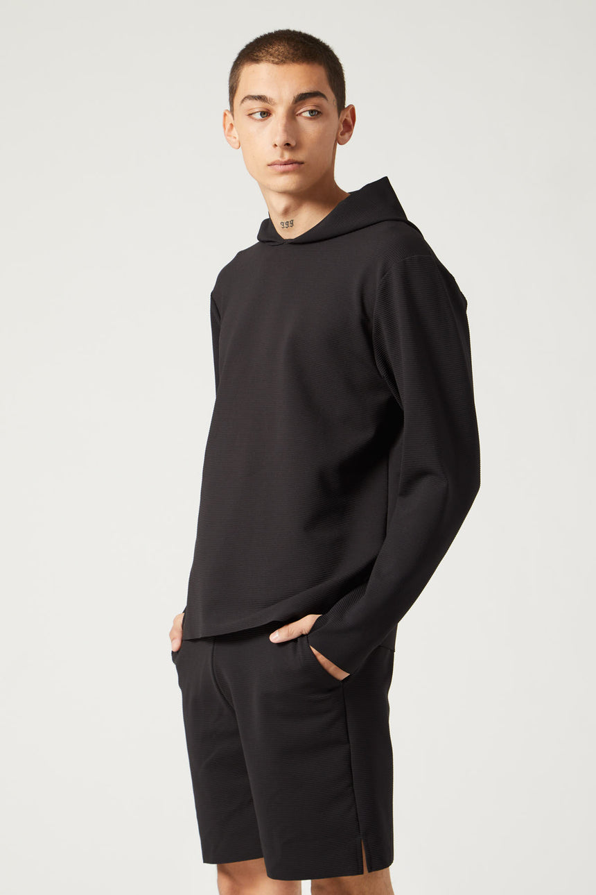 Stealth Hoodie Ribbed Black