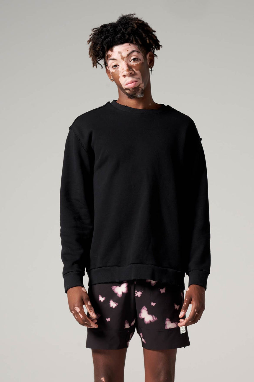 Max Distressed Sweatshirt Jet Black