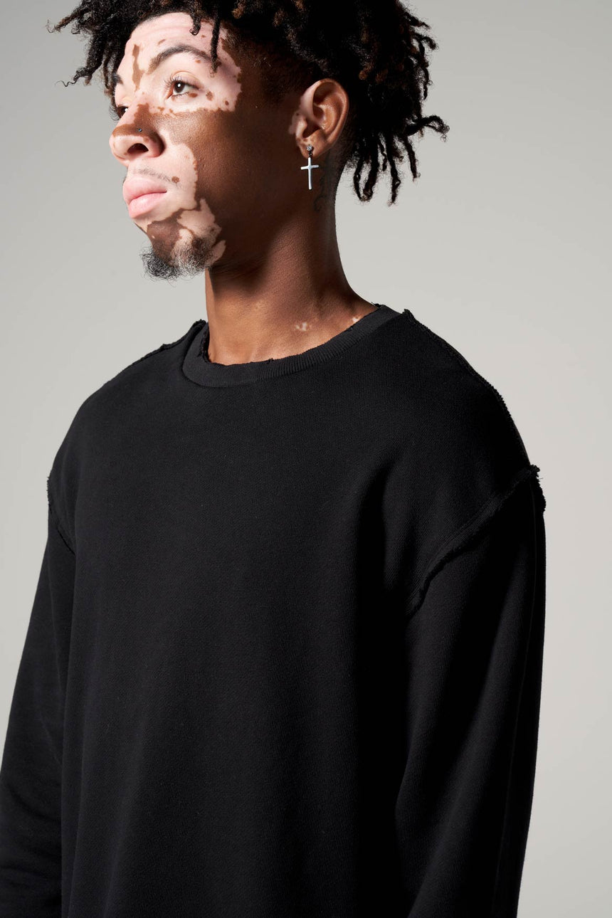 Max Distressed Sweatshirt Jet Black