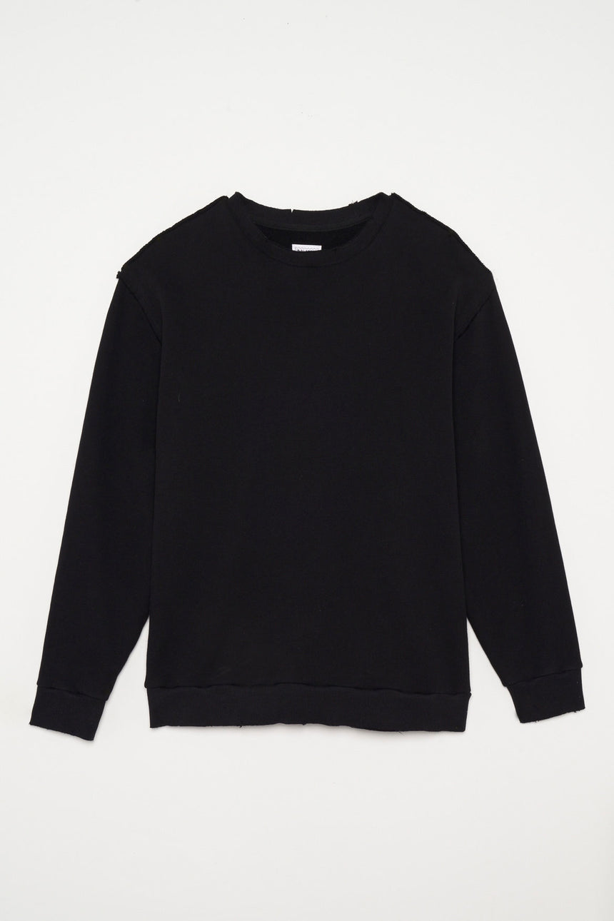 Max Distressed Sweatshirt Jet Black