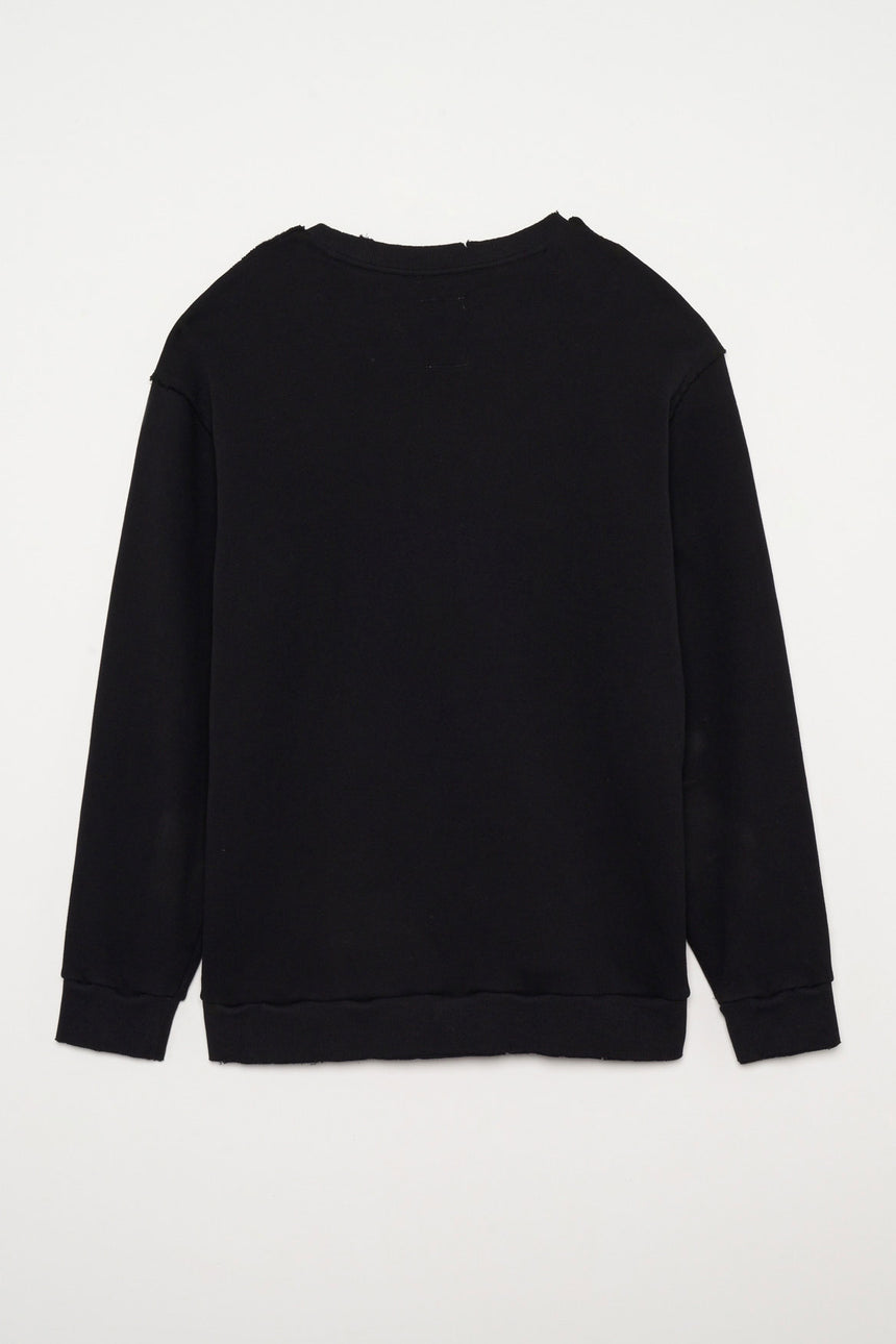 Max Distressed Sweatshirt Jet Black