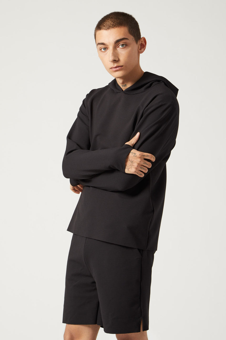 Stealth Hoodie Ribbed Black