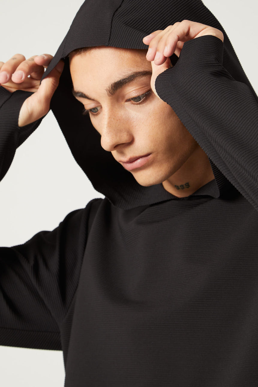 Stealth Hoodie Ribbed Black